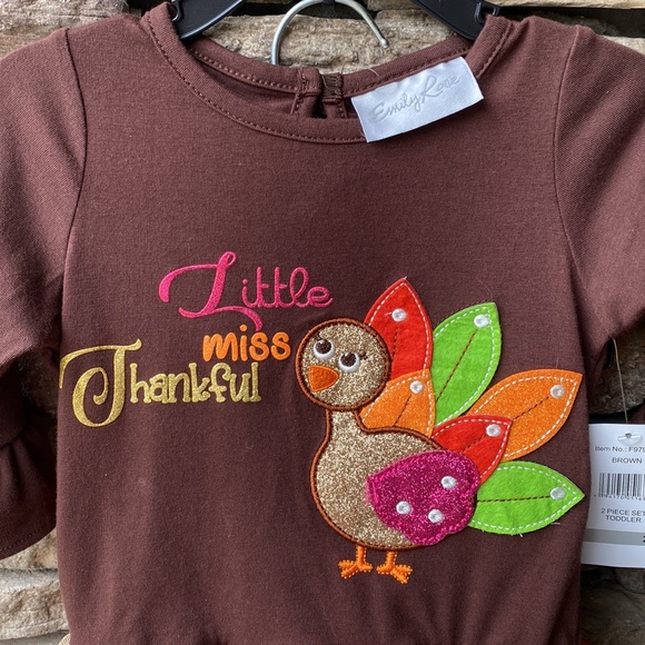 NWT Emily Rose 2 Piece Girls Thanksgiving Outfit Top-Dress and Pants - Picture 2 of 12